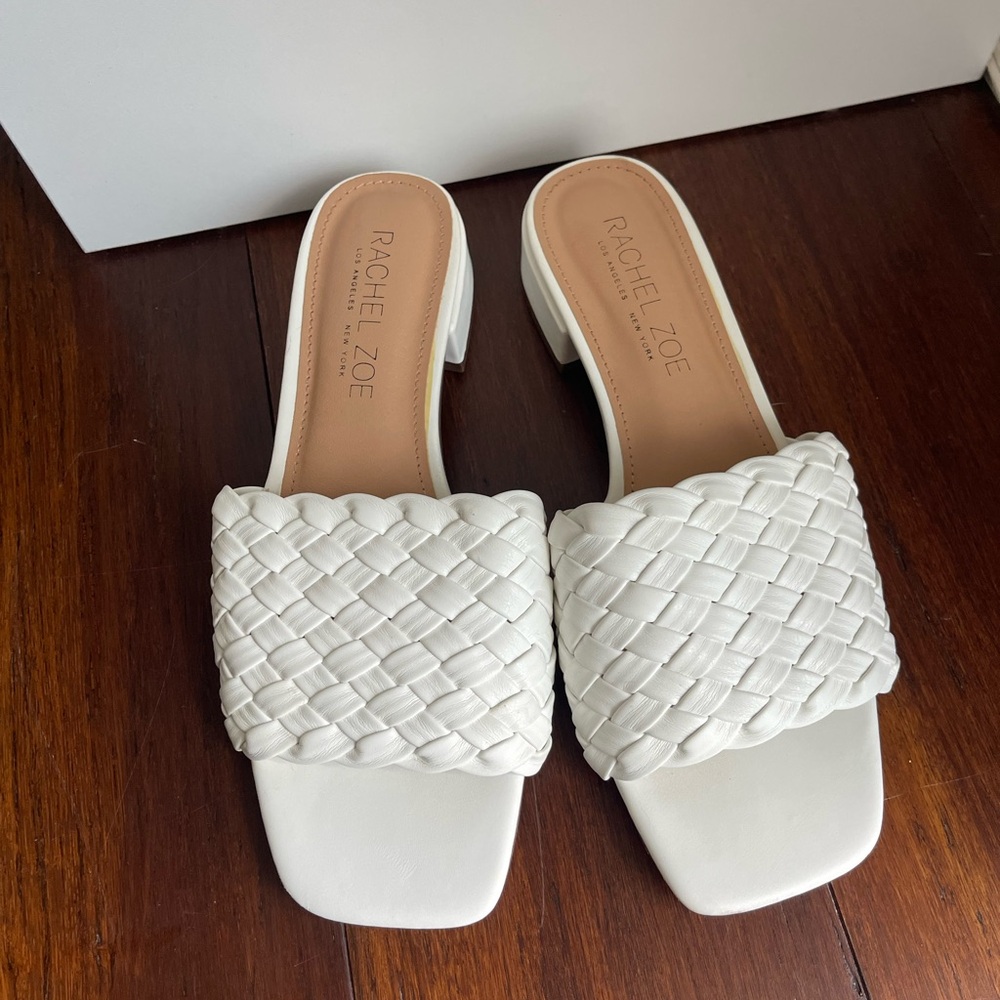 Rachel Zoe White Woven Mules